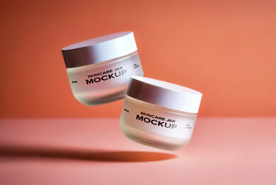 Mockup of 2 Skincare Jars with Soft Shadows