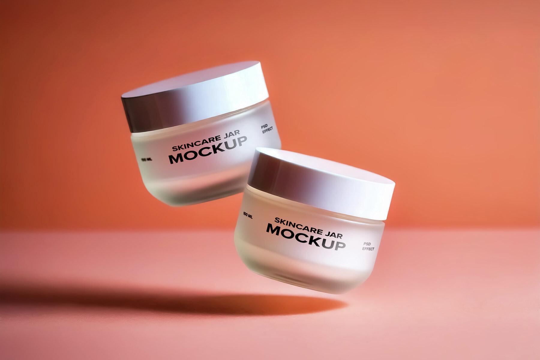 Mockup of 2 Skincare Jars with Soft Shadows 1
