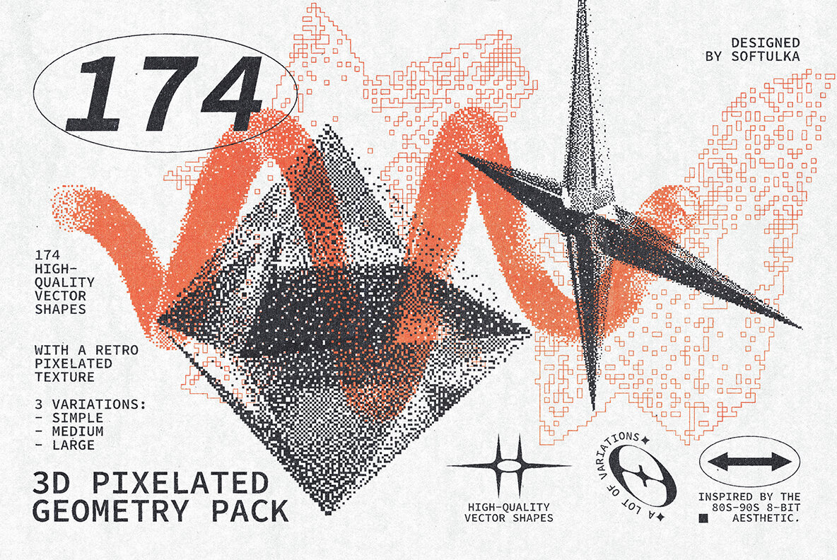 3D Pixelated Geometry Pack 1