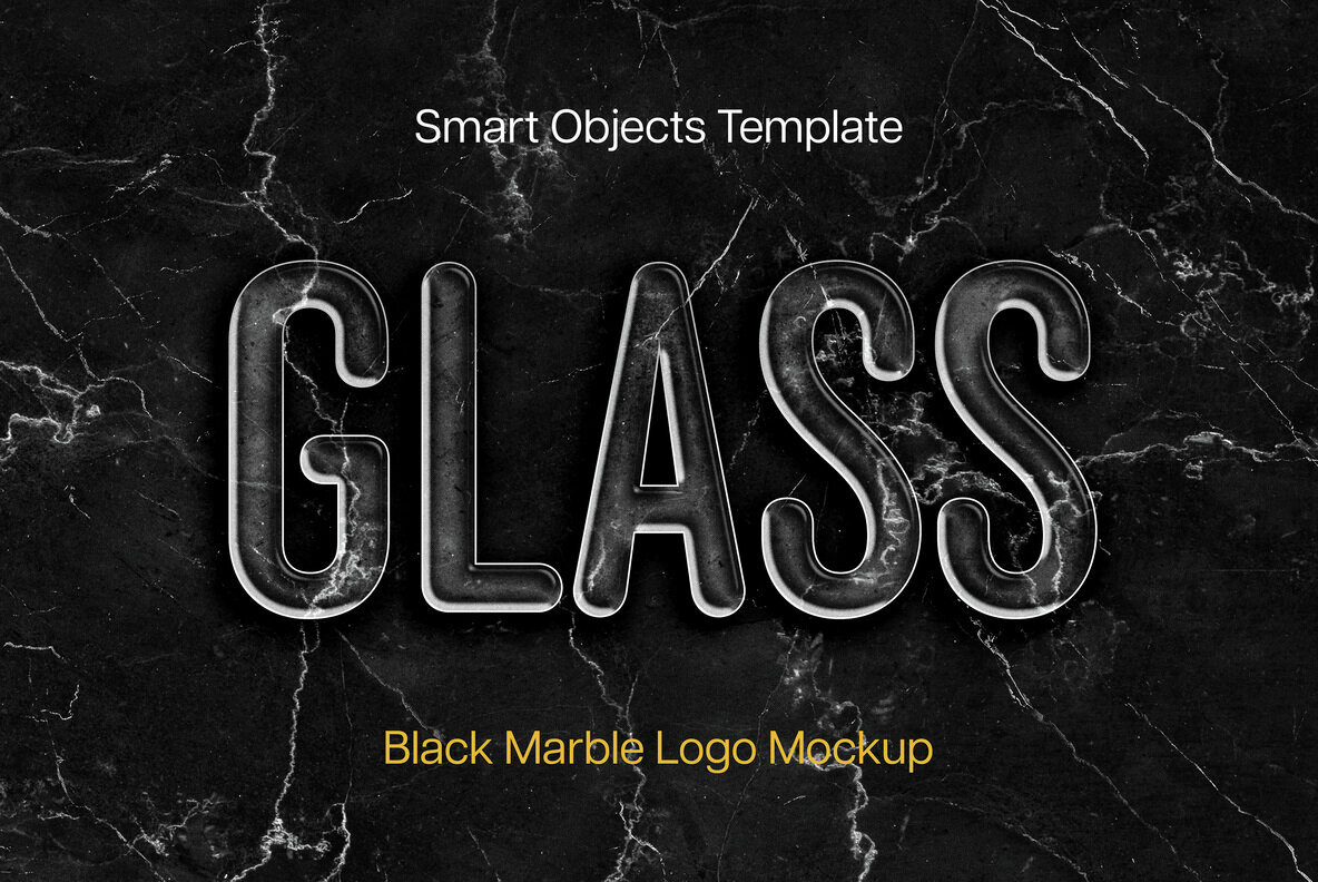 Black Marble Text and Logo Mockup 1