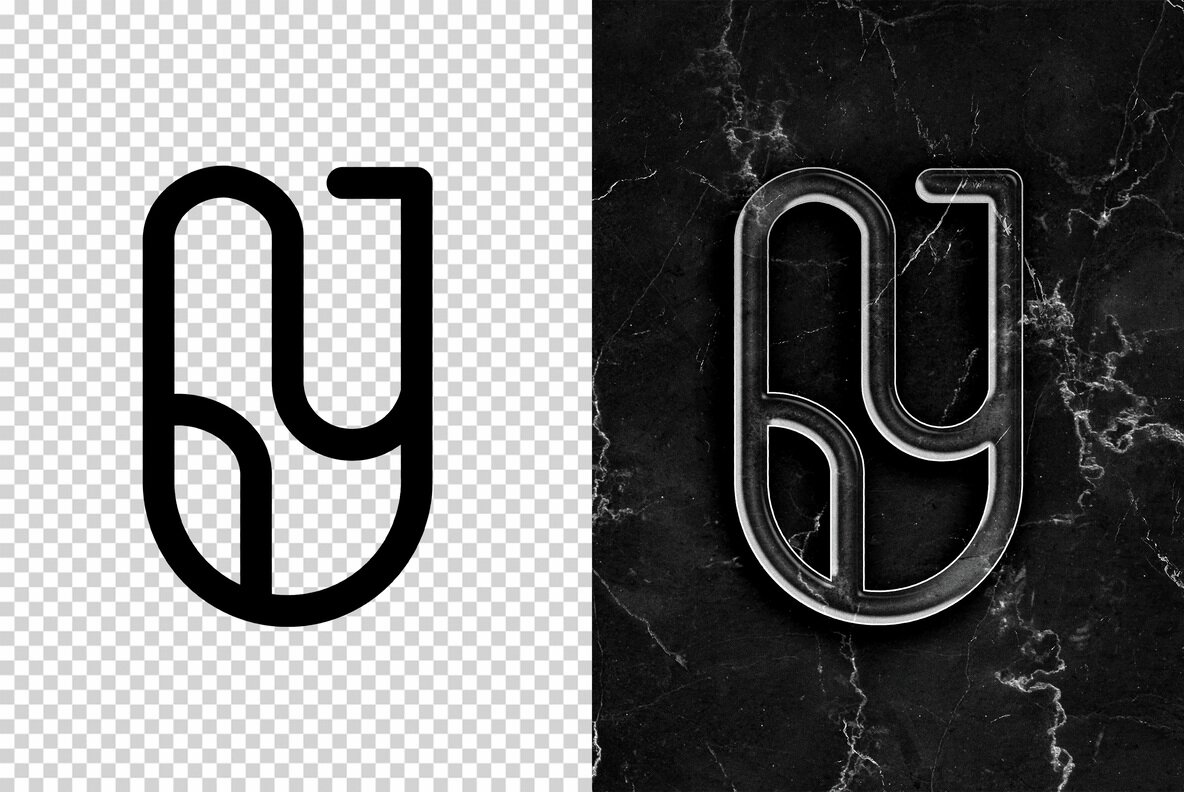 Black Marble Text and Logo Mockup 4