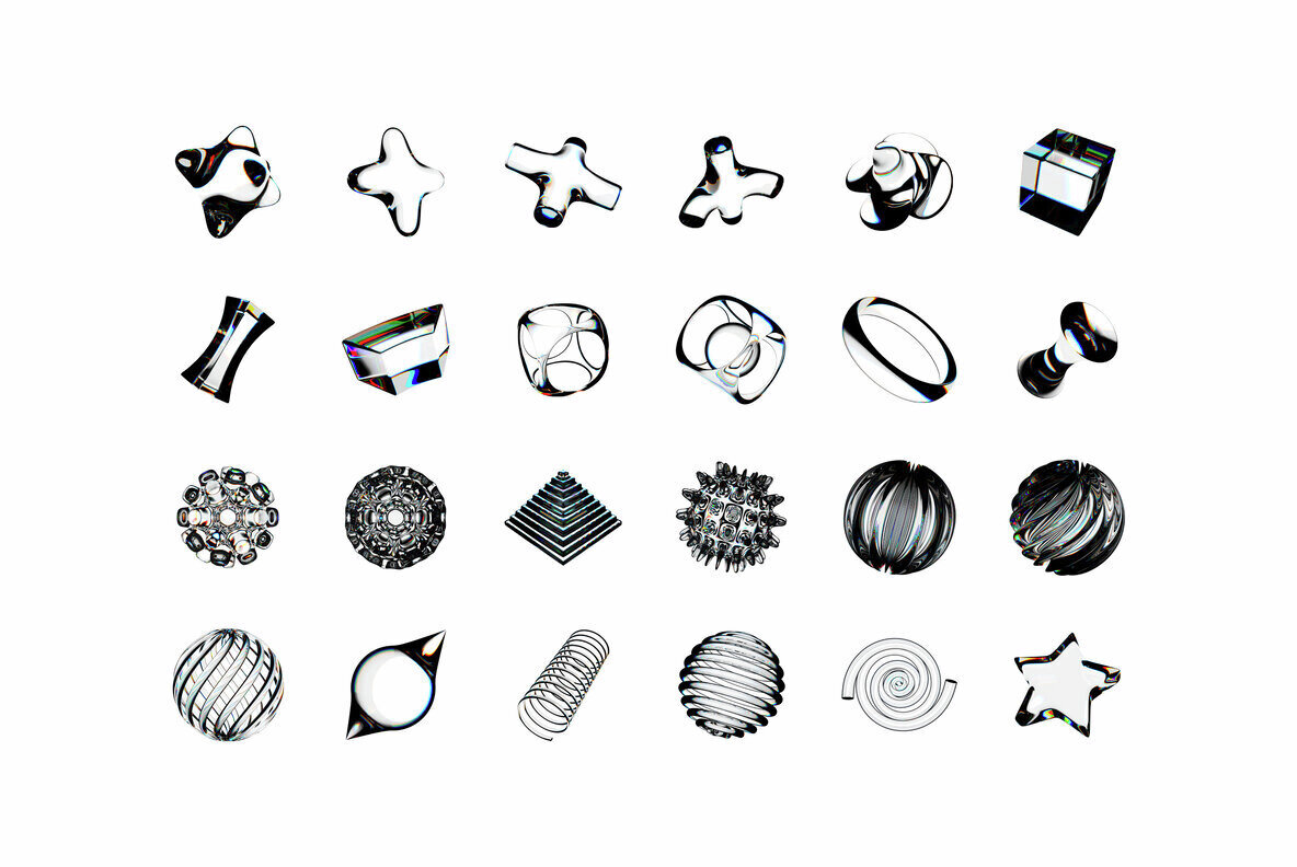 3D Glass Abstract Shapes 2