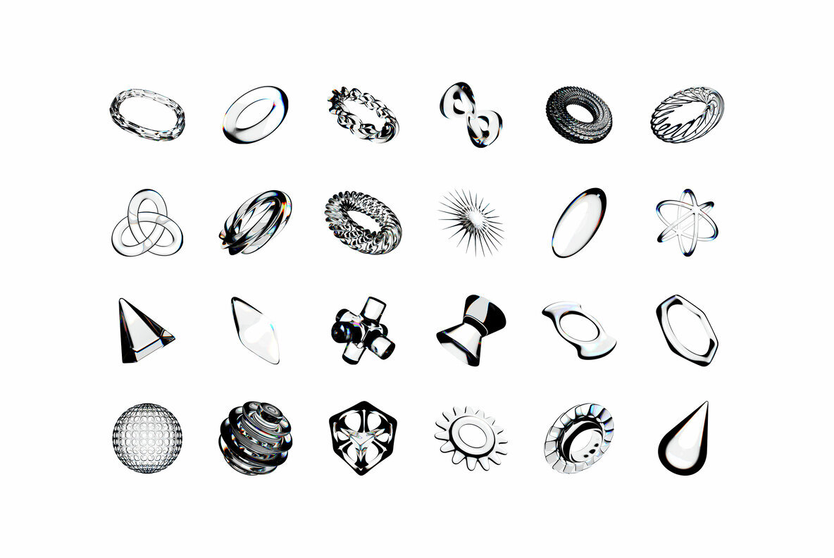 3D Glass Abstract Shapes 5