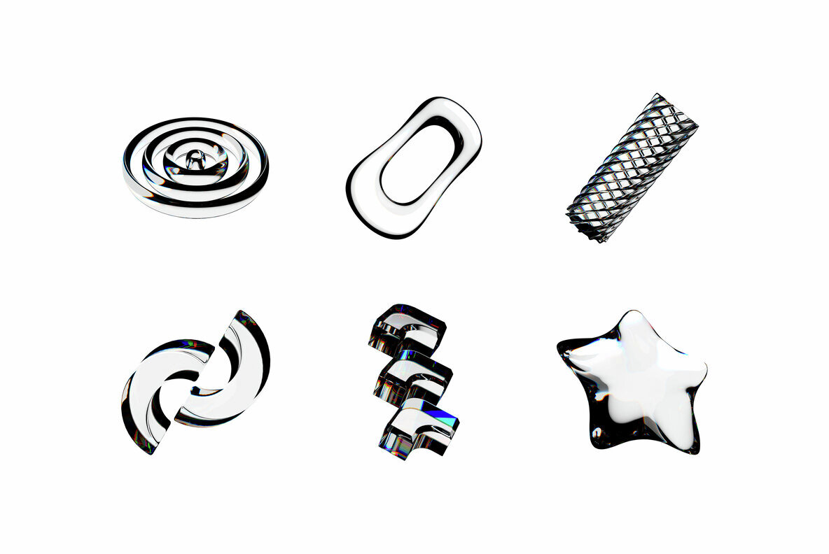 3D Glass Abstract Shapes 6