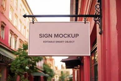 Rectangular Shop Sign Mockup