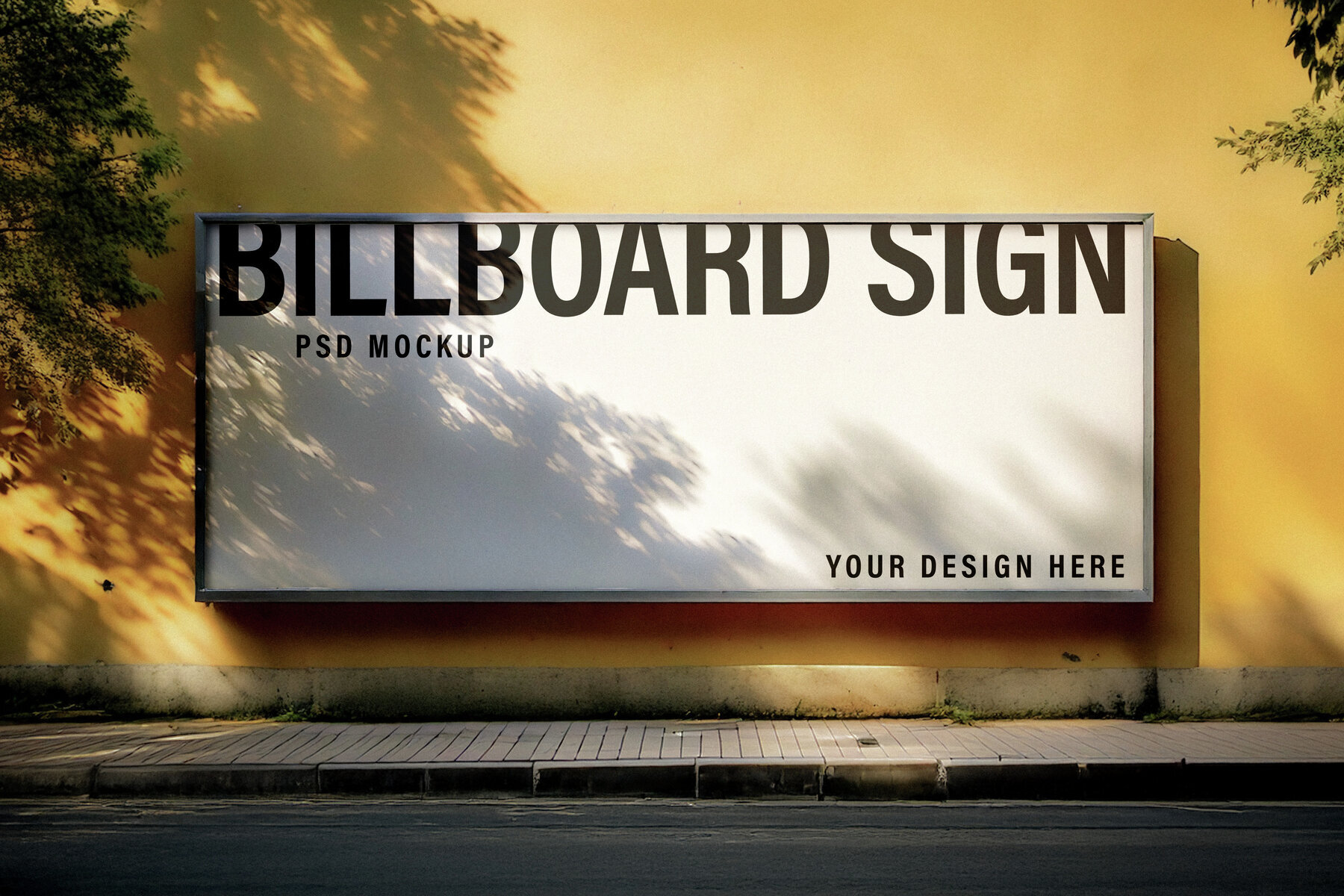 Horizontal Advertising Billboard on Urban Building Mockup 2
