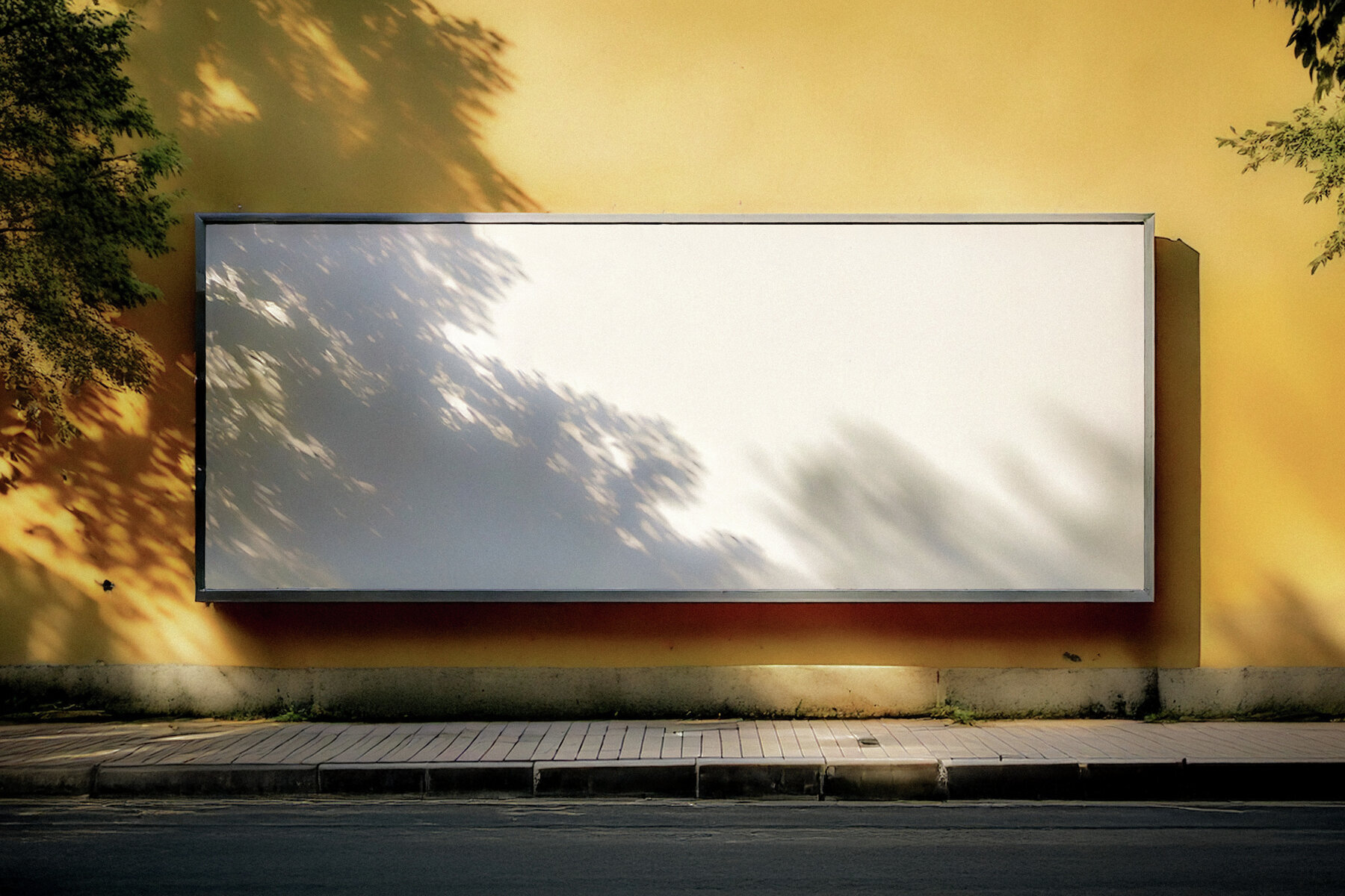 Horizontal Advertising Billboard on Urban Building Mockup 3