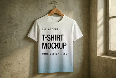 T Shirt Against Concrete Wall Mockup