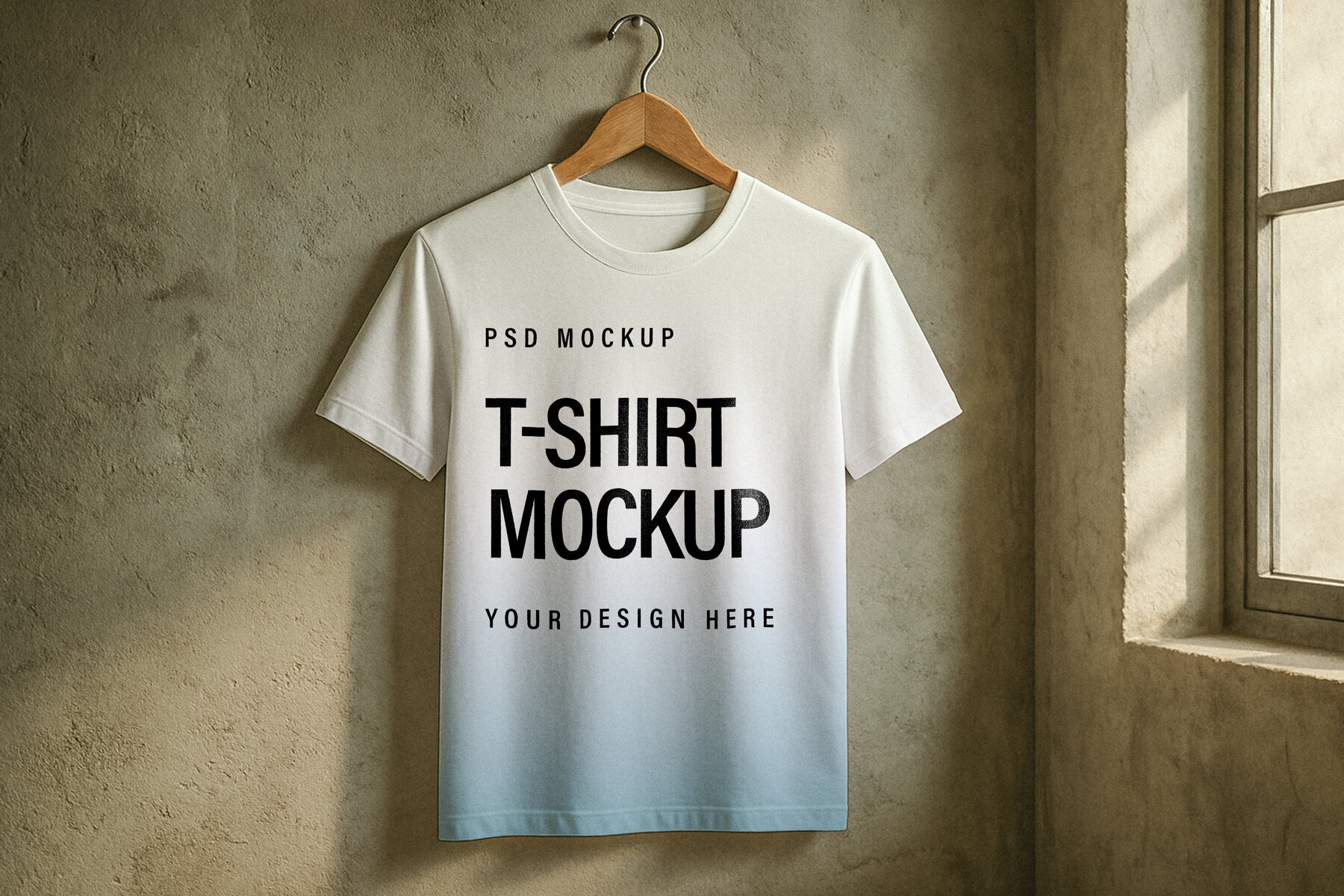 T Shirt Against Concrete Wall Mockup 1