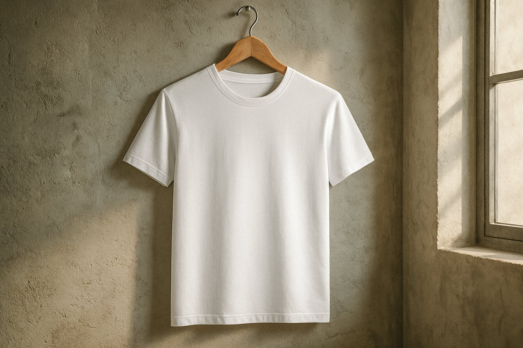 T Shirt Against Concrete Wall Mockup 2
