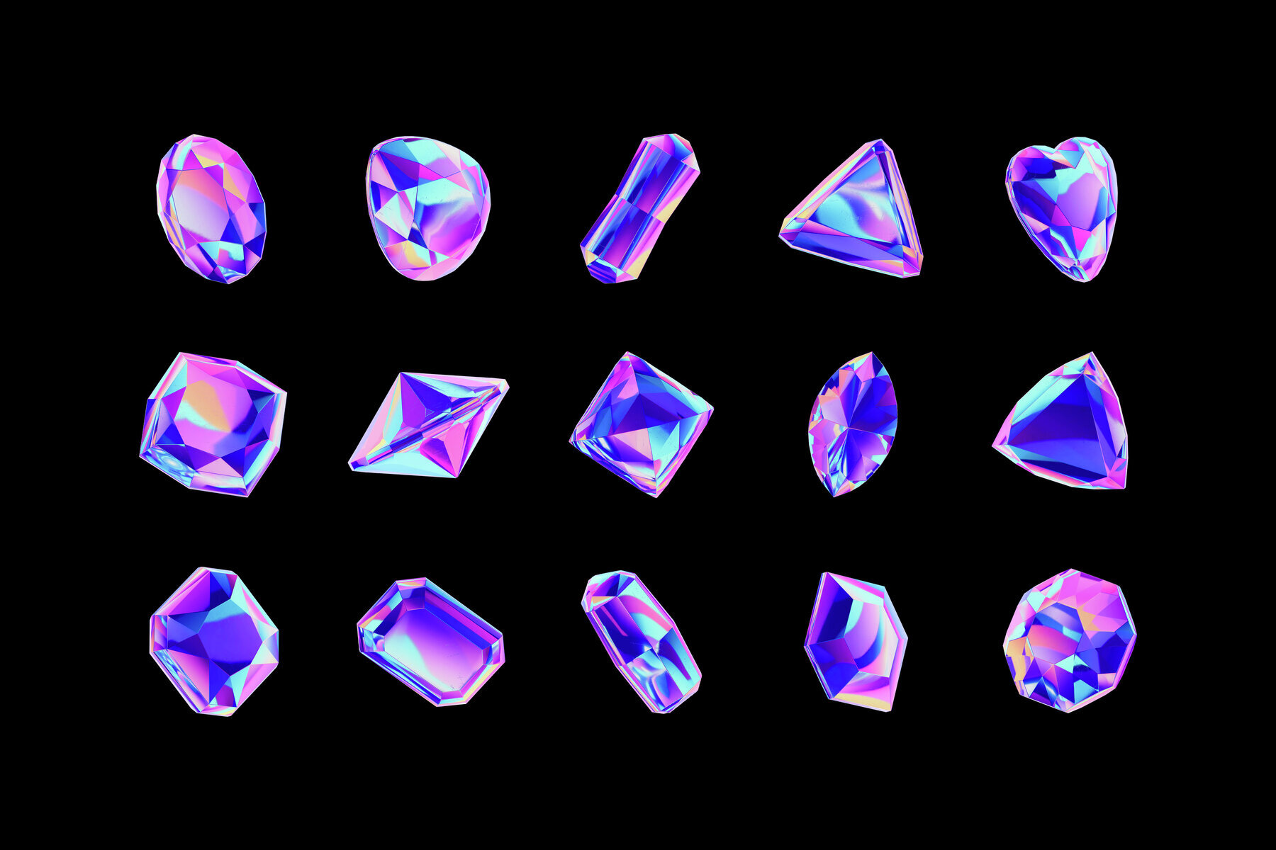 Crystals Collection   3D Objects Set 2