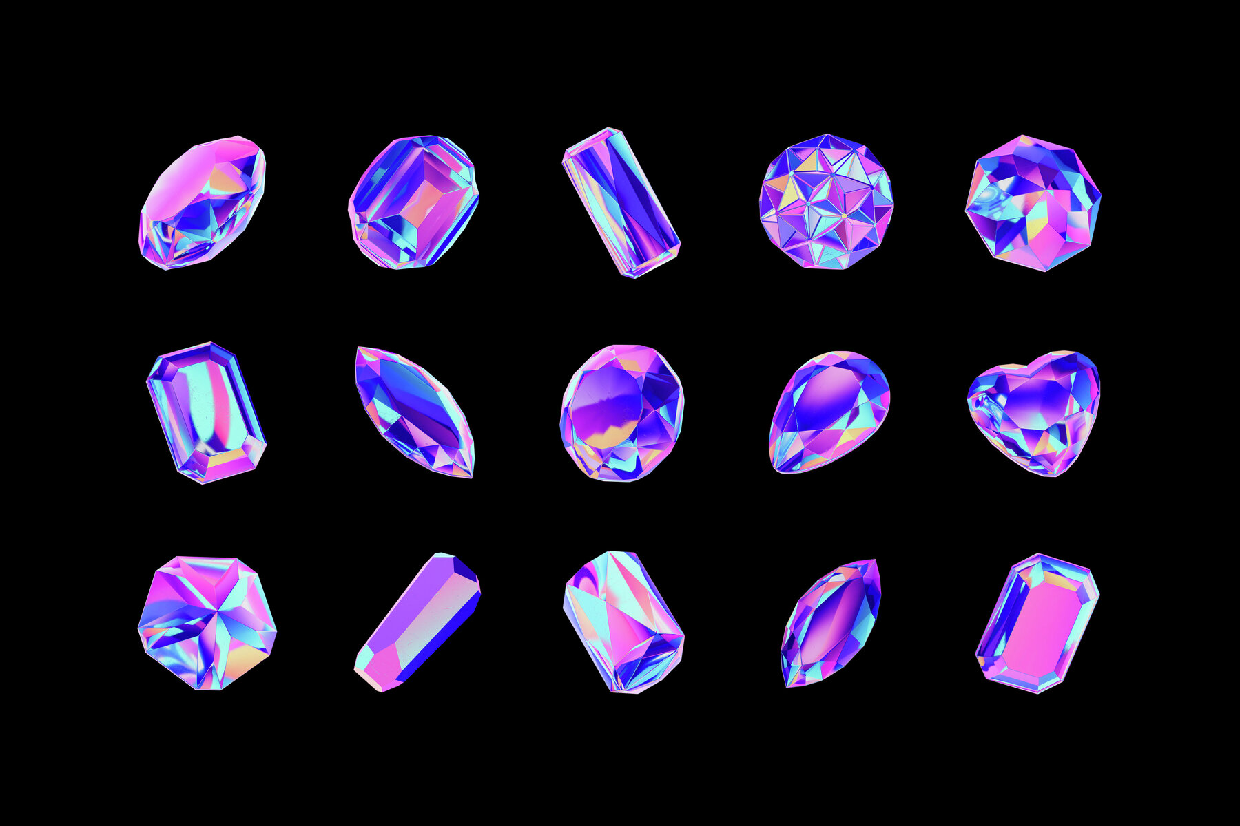 Crystals Collection   3D Objects Set 4