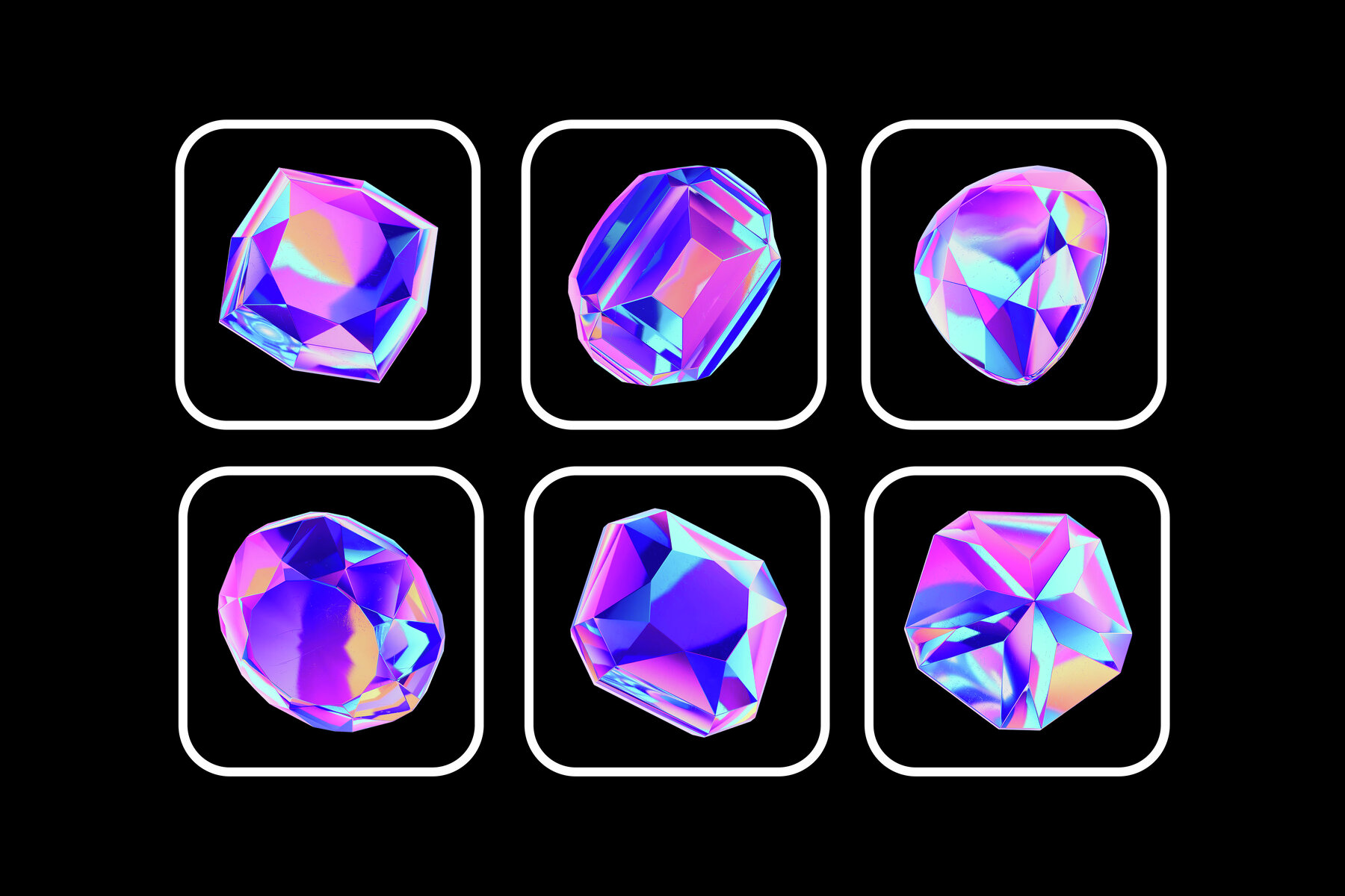 Crystals Collection   3D Objects Set 6