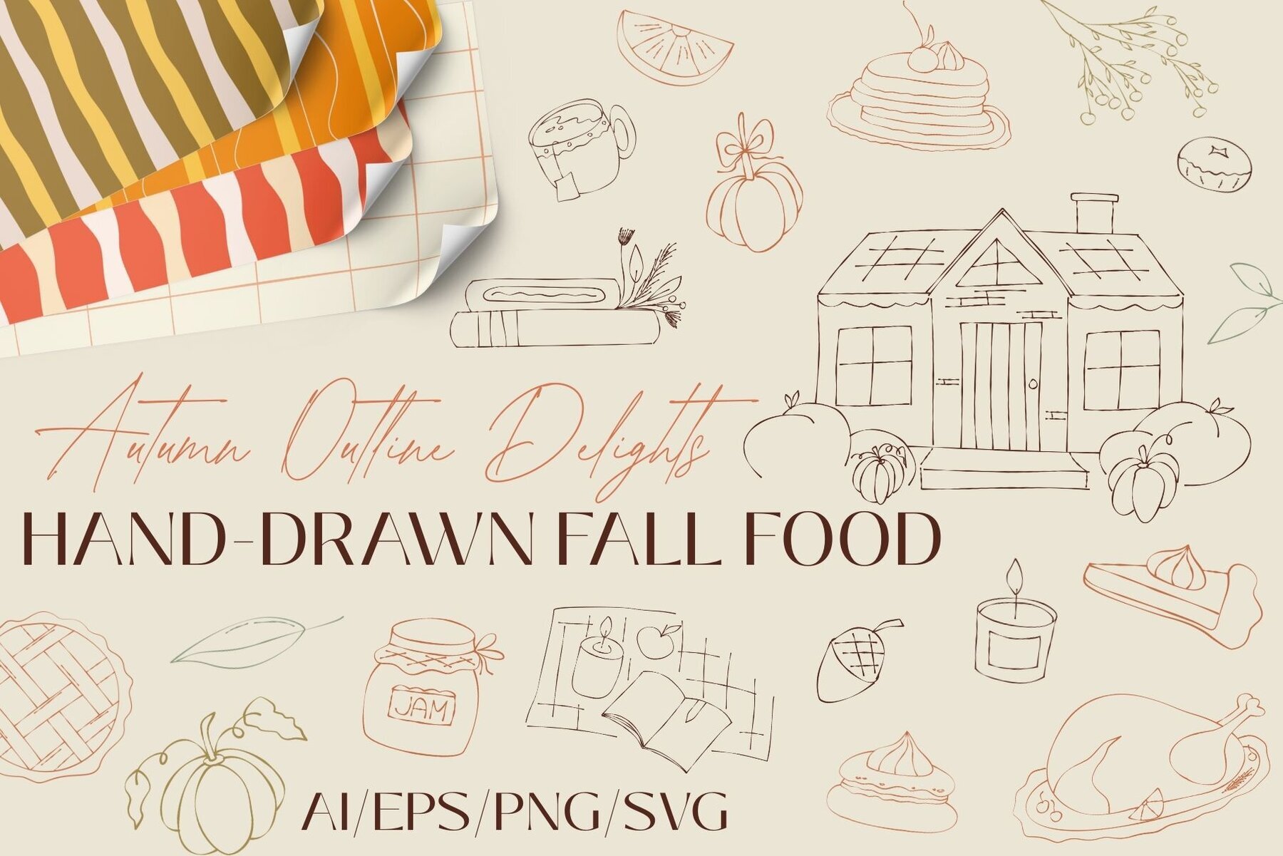 Autumn Outline Hand Drawn Food Fall 1