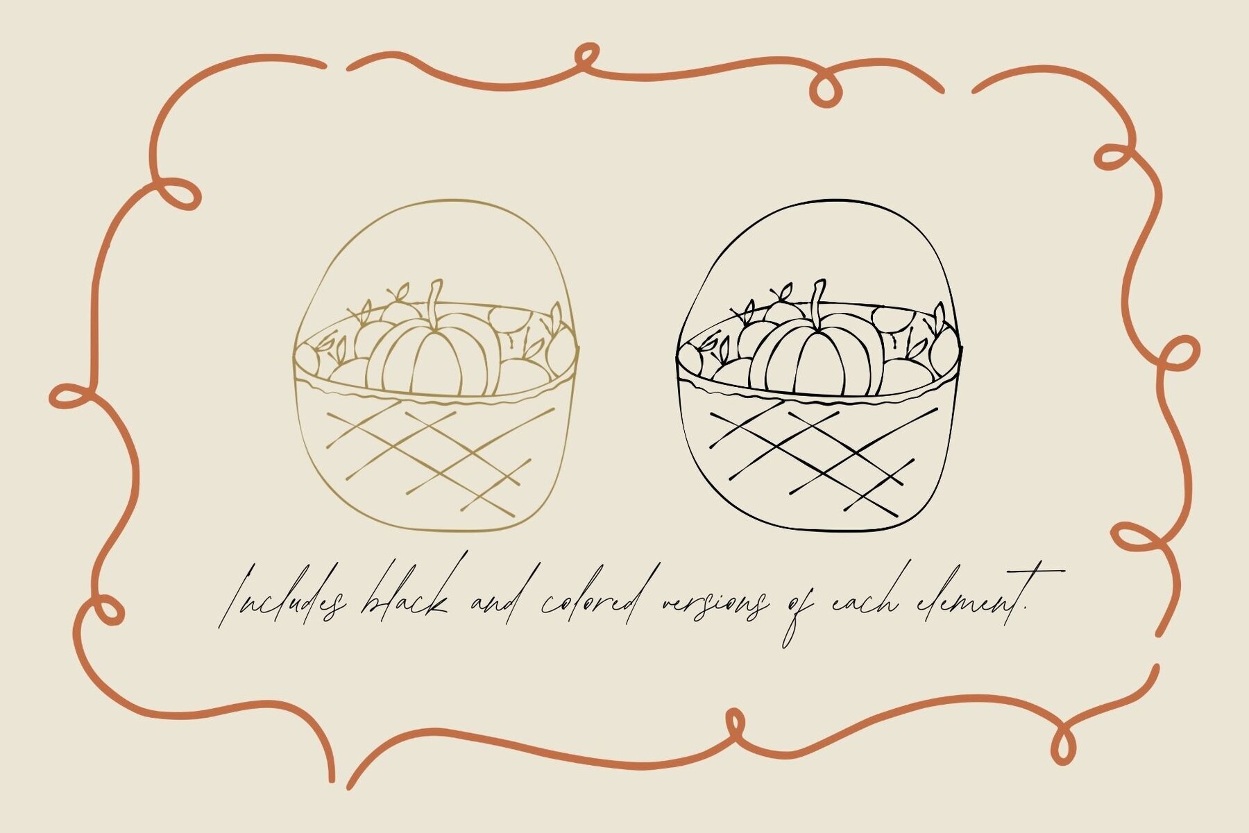 Autumn Outline Hand Drawn Food Fall 3