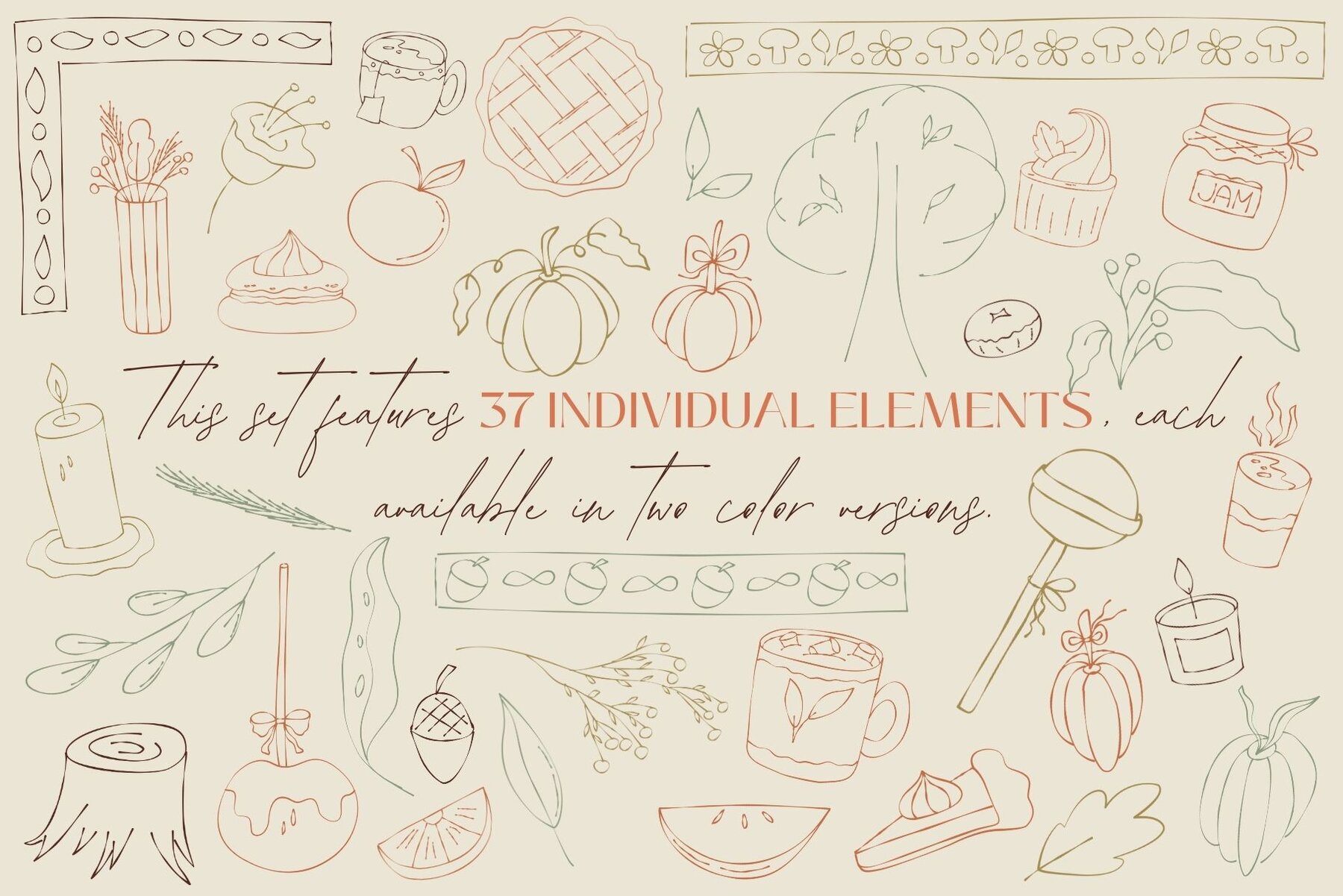 Autumn Outline Hand Drawn Food Fall 7