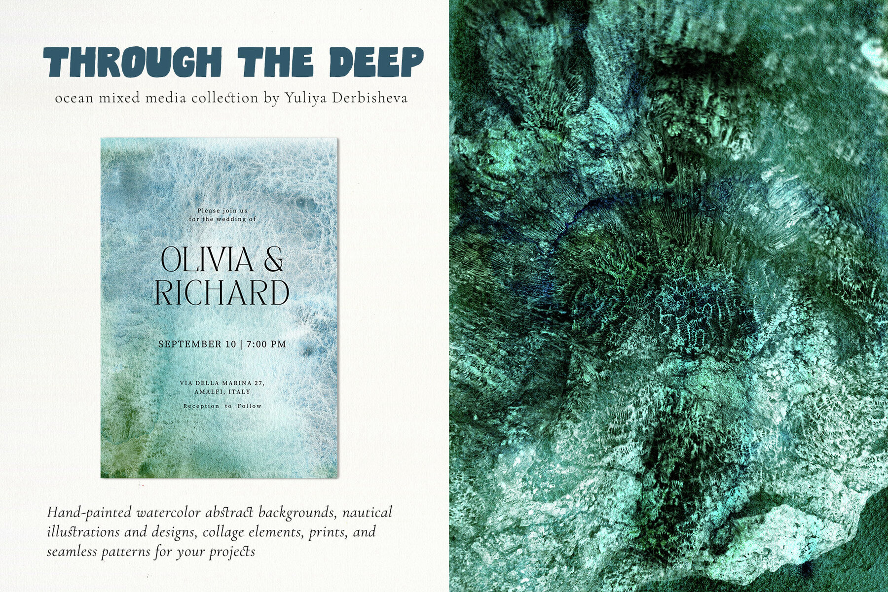 Ocean Watercolor Backgrounds and Nautical Graphic Illustrations 2