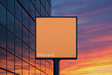 Square Billboard at Sunset Mockup