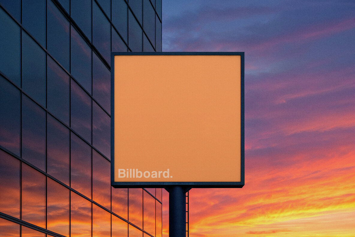 Square Billboard at Sunset Mockup 1