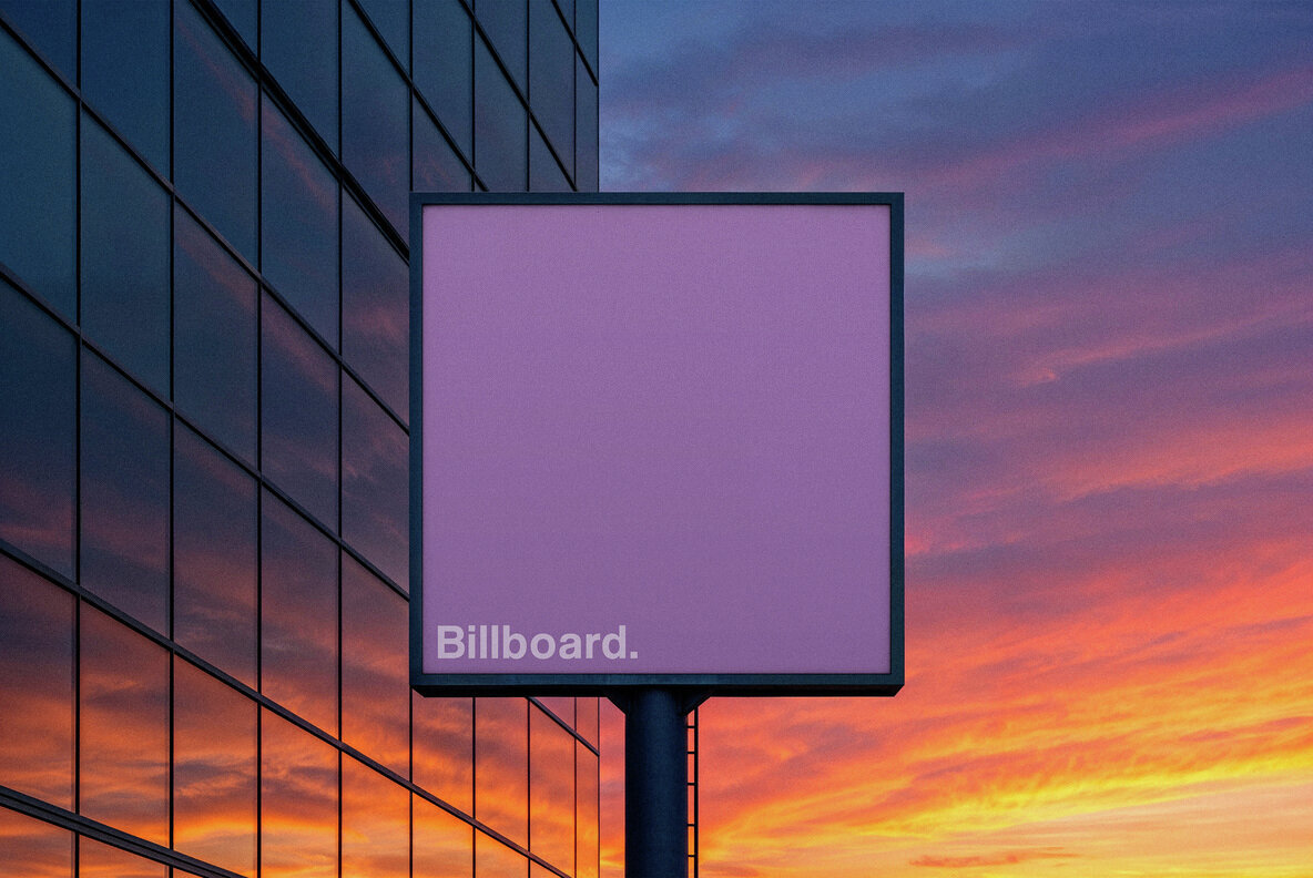 Square Billboard at Sunset Mockup 2