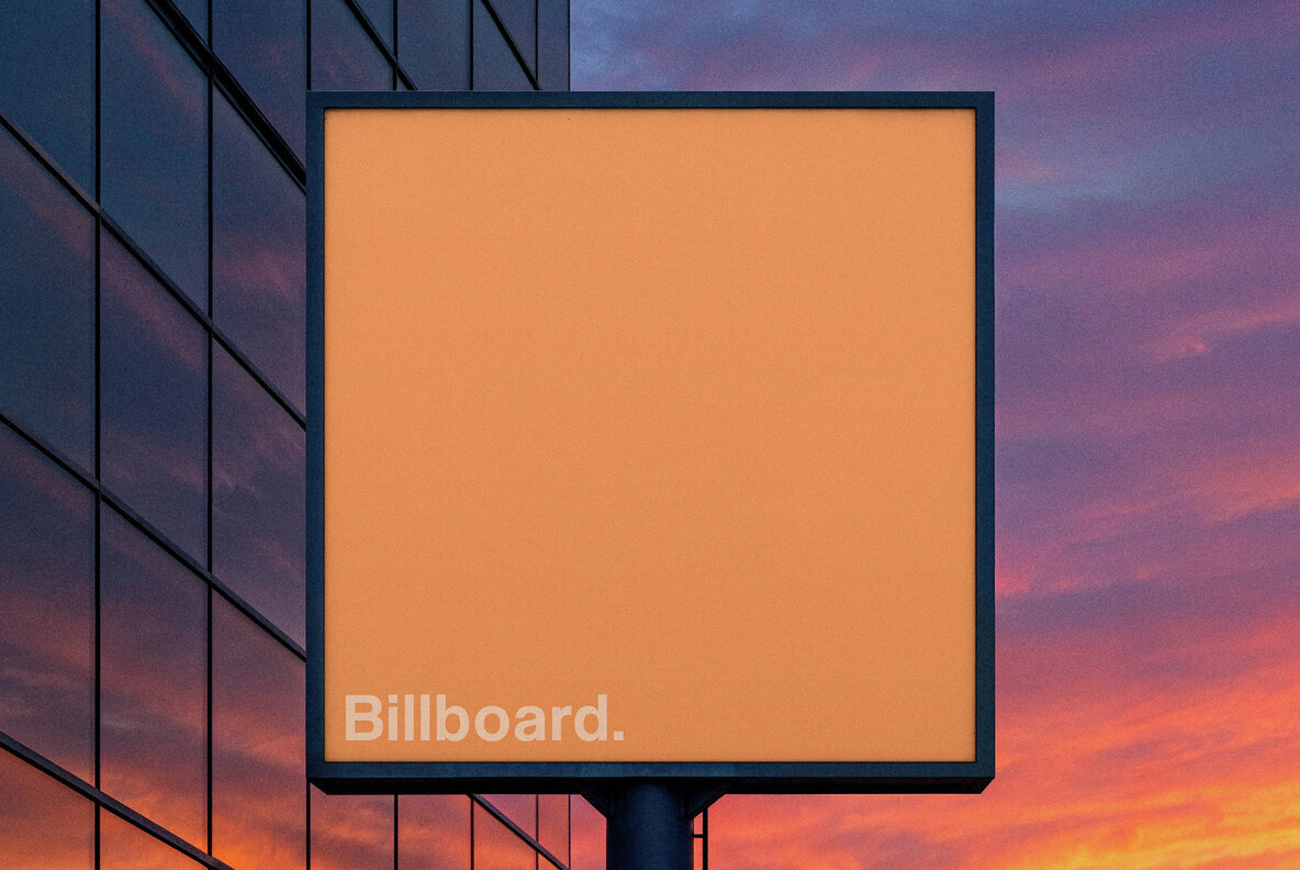Square Billboard at Sunset Mockup 3