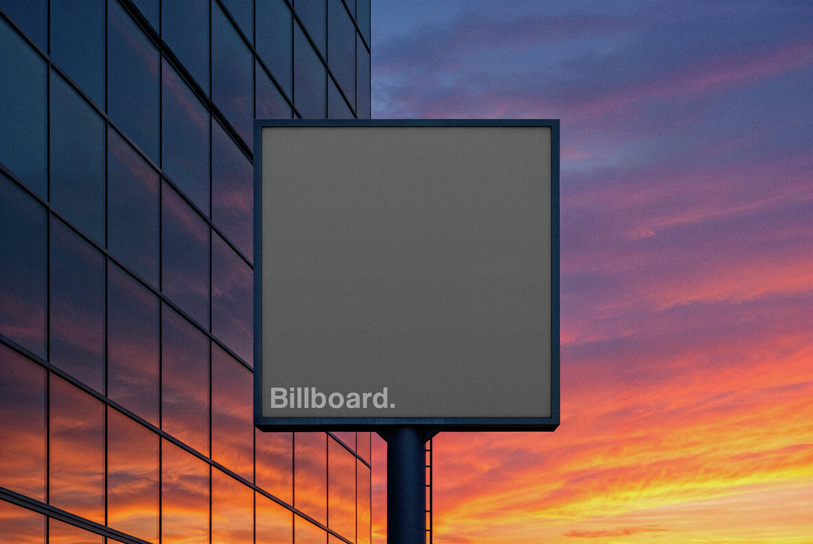 Square Billboard at Sunset Mockup 4