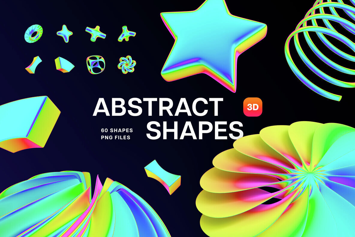 Neon Spectrum 3D Shapes 1