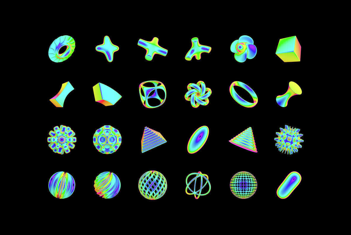 Neon Spectrum 3D Shapes 2