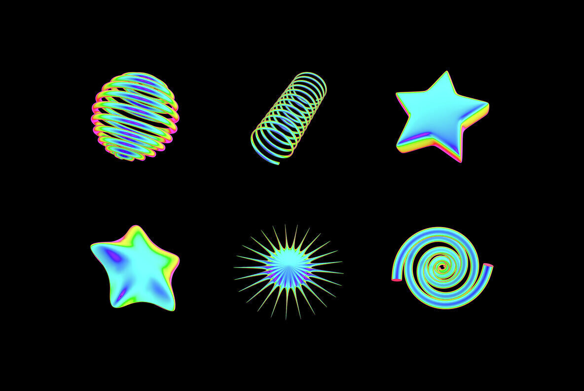 Neon Spectrum 3D Shapes 3
