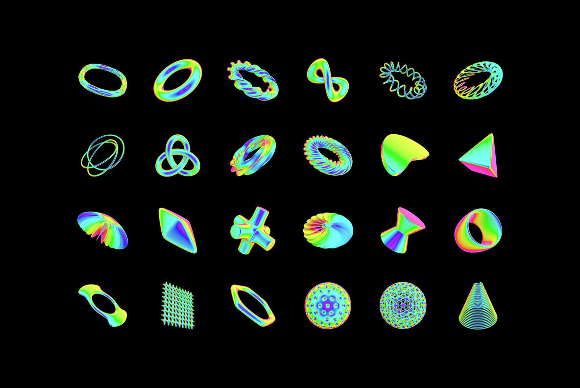 Neon Spectrum 3D Shapes 5