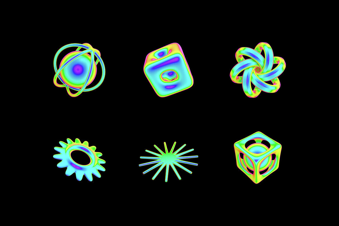 Neon Spectrum 3D Shapes 6