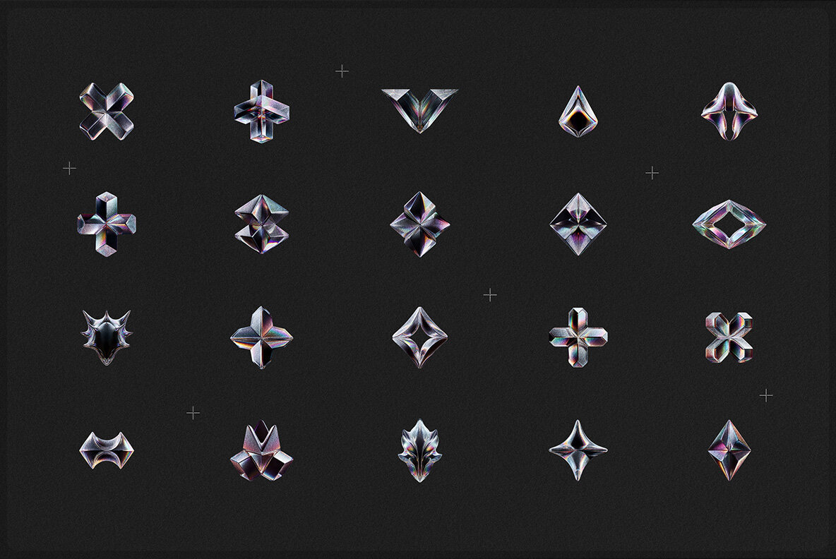 3D Prism Glass Shapes 2