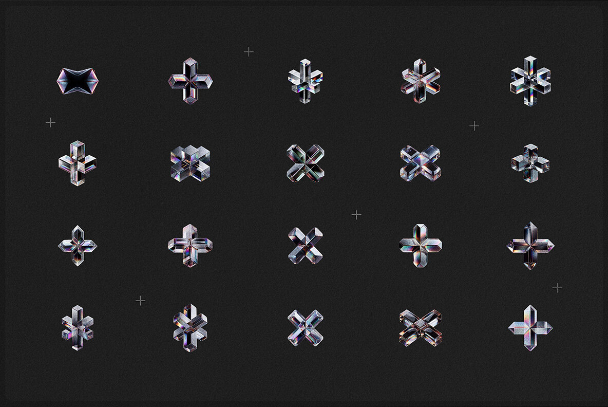 3D Prism Glass Shapes 3