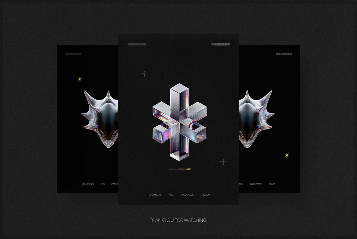 3D Prism Glass Shapes 6