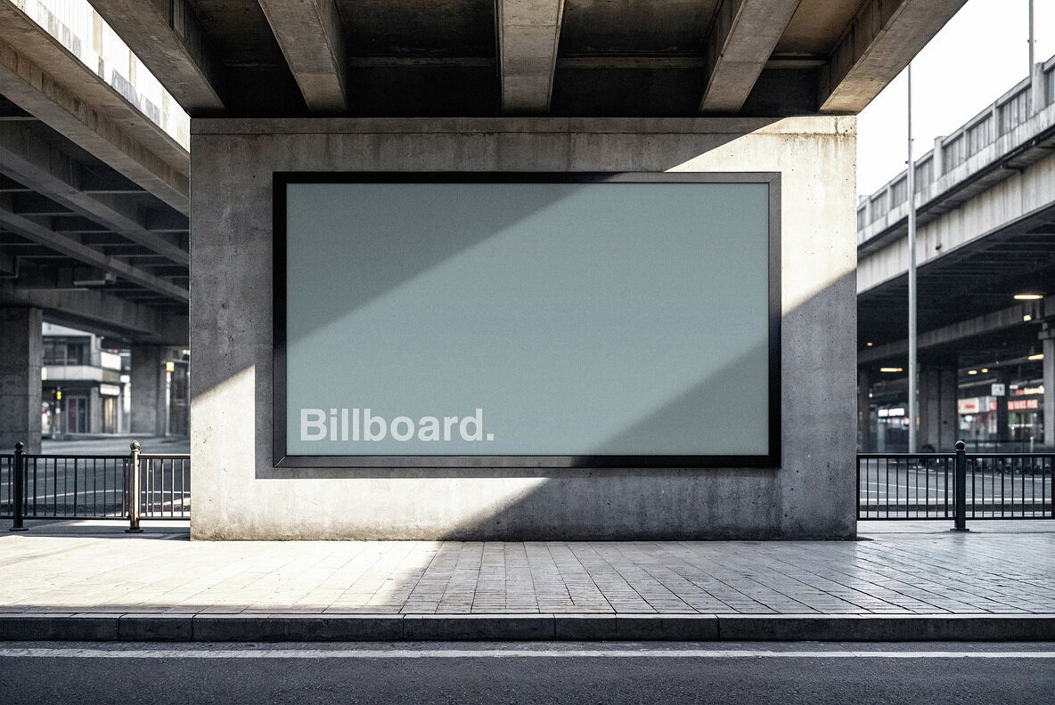 Outdoor Billboard Mockup with Shadow Overlay 1