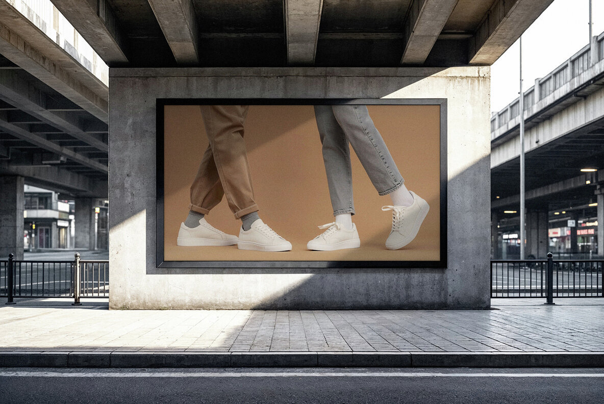 Outdoor Billboard Mockup with Shadow Overlay 2