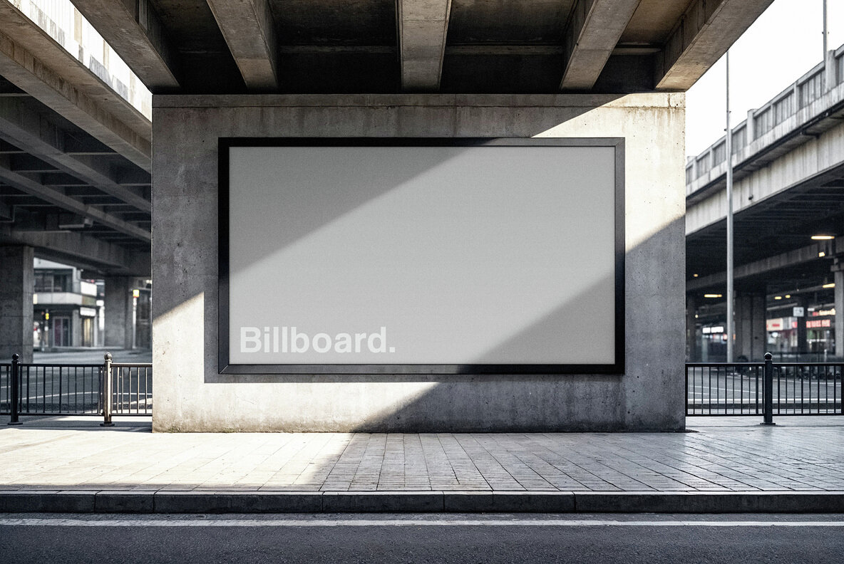 Outdoor Billboard Mockup with Shadow Overlay 4