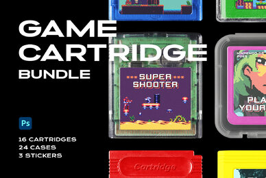 Game Cartridge Mockup Bundle Retro