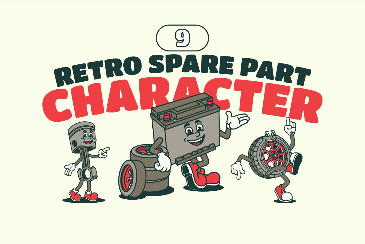 Retro Spare Part Character Illustration 1