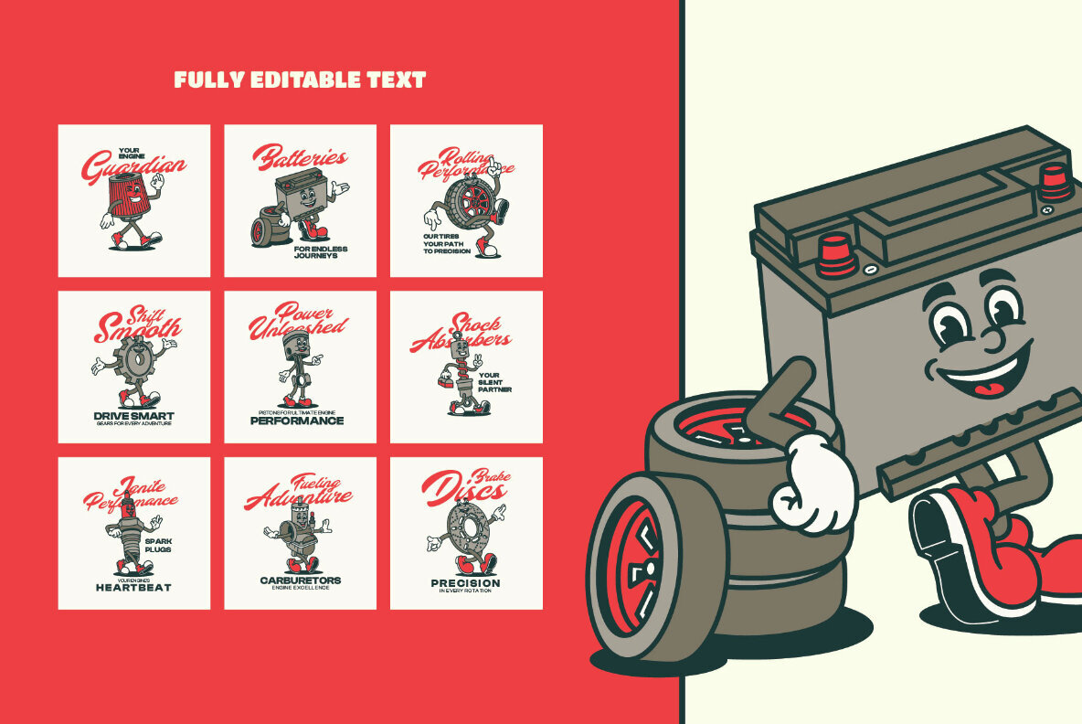 Retro Spare Part Character Illustration 2