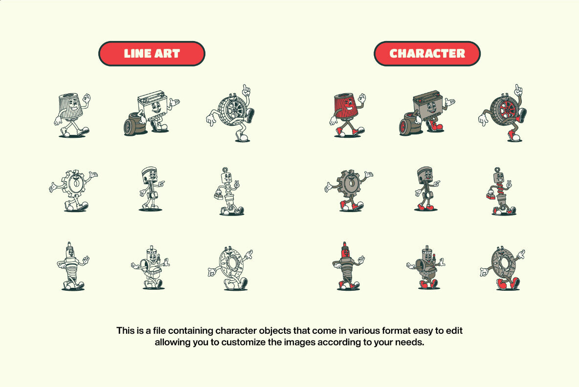 Retro Spare Part Character Illustration 3