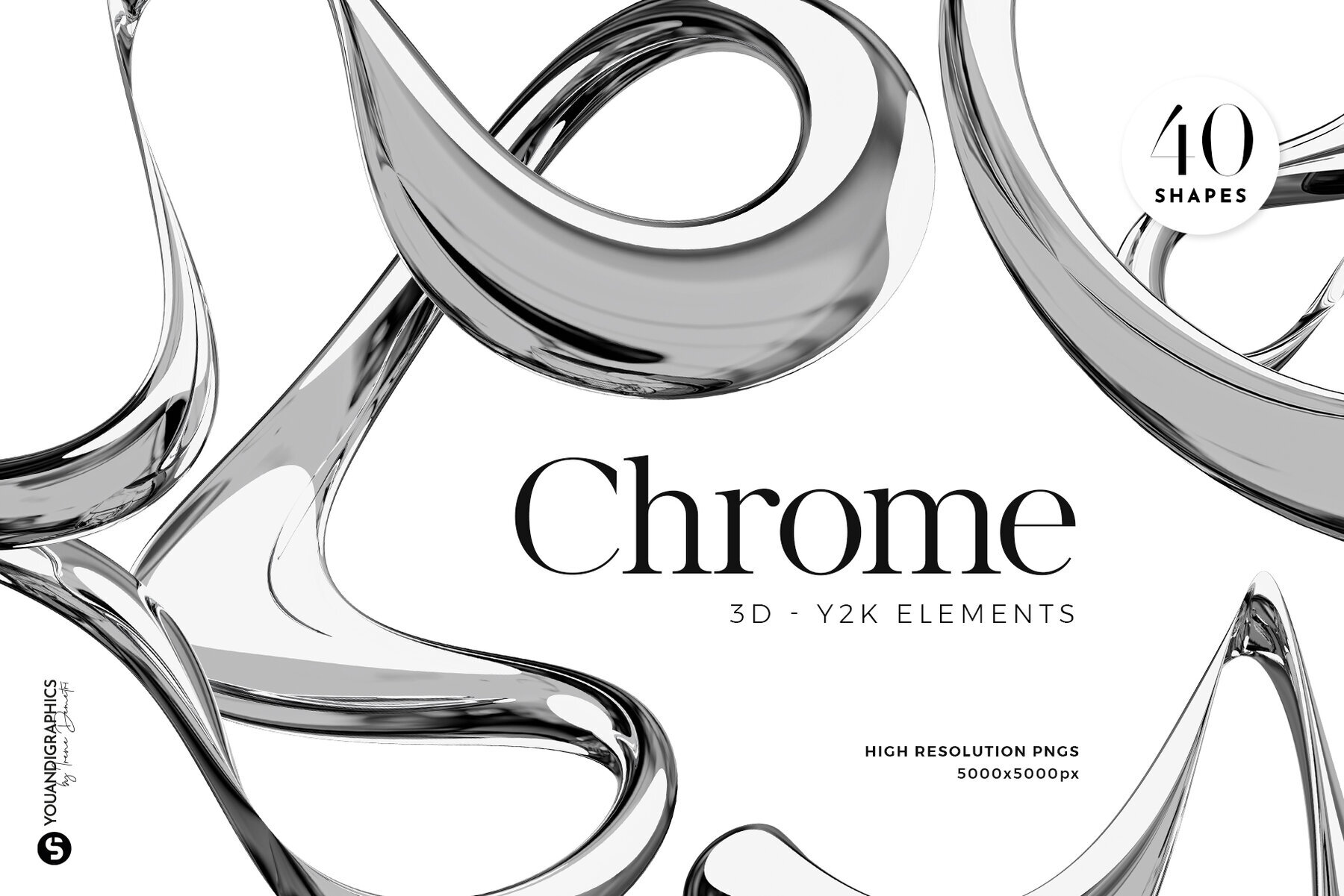 Liquid Chrome Abstract 3D Elements 1