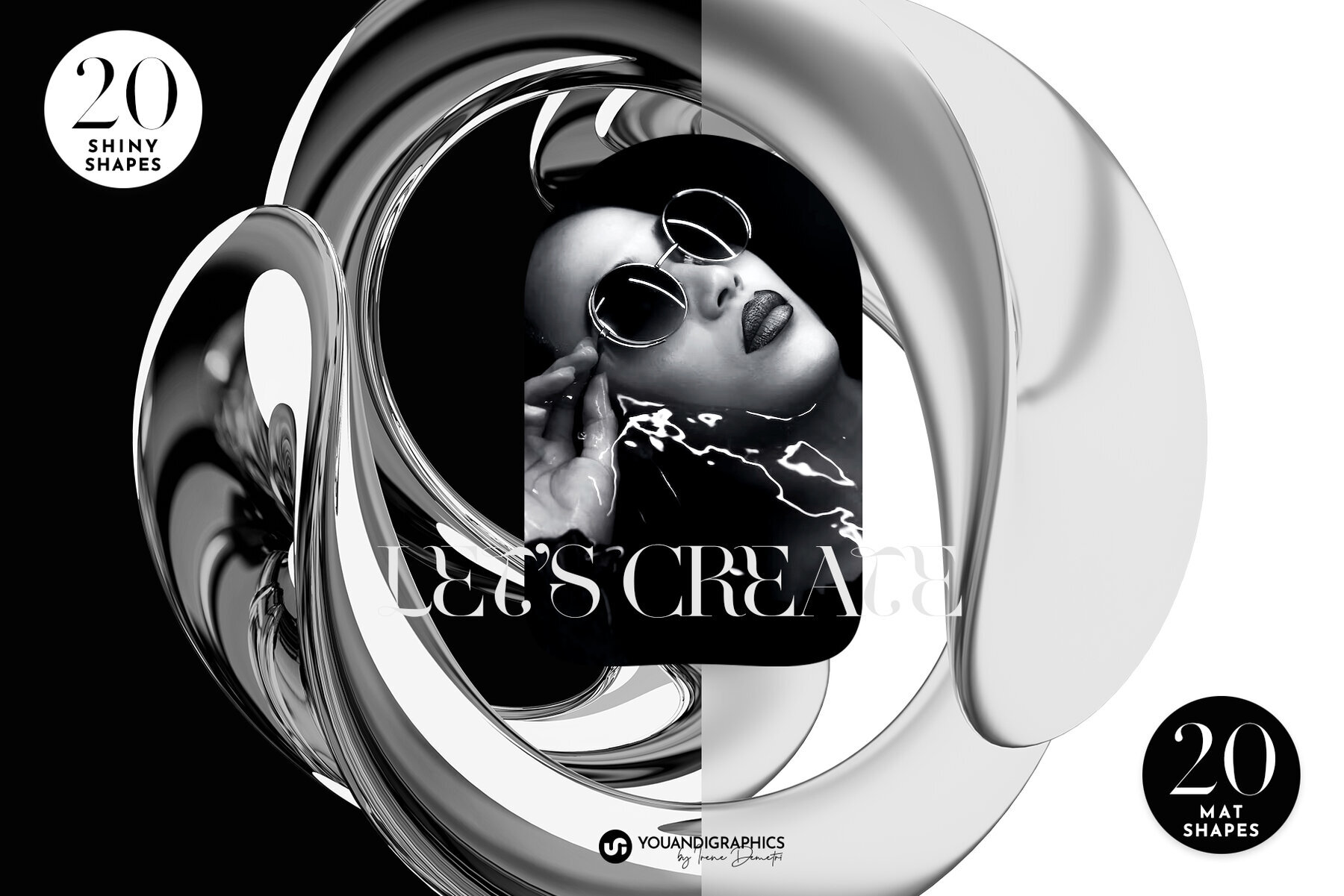 Liquid Chrome Abstract 3D Elements 2