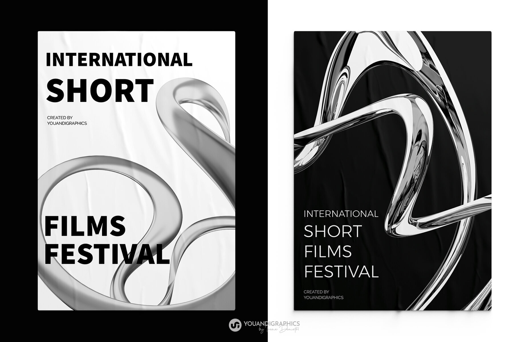 Liquid Chrome Abstract 3D Elements 3