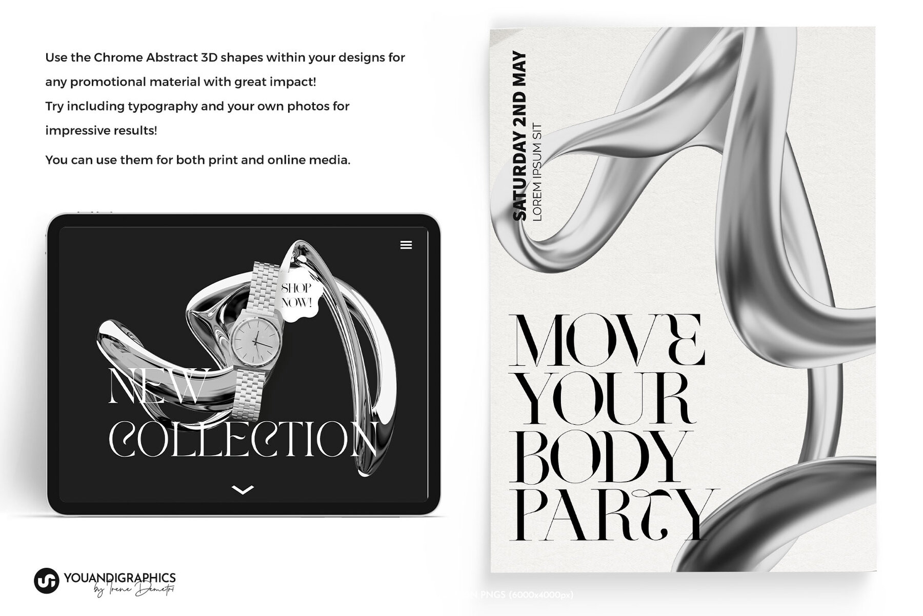 Liquid Chrome Abstract 3D Elements 4