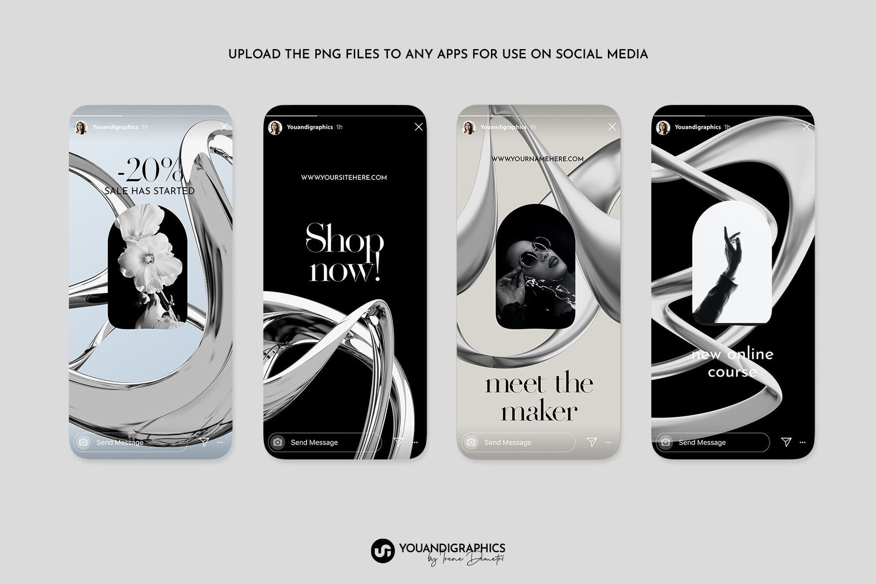 Liquid Chrome Abstract 3D Elements 5