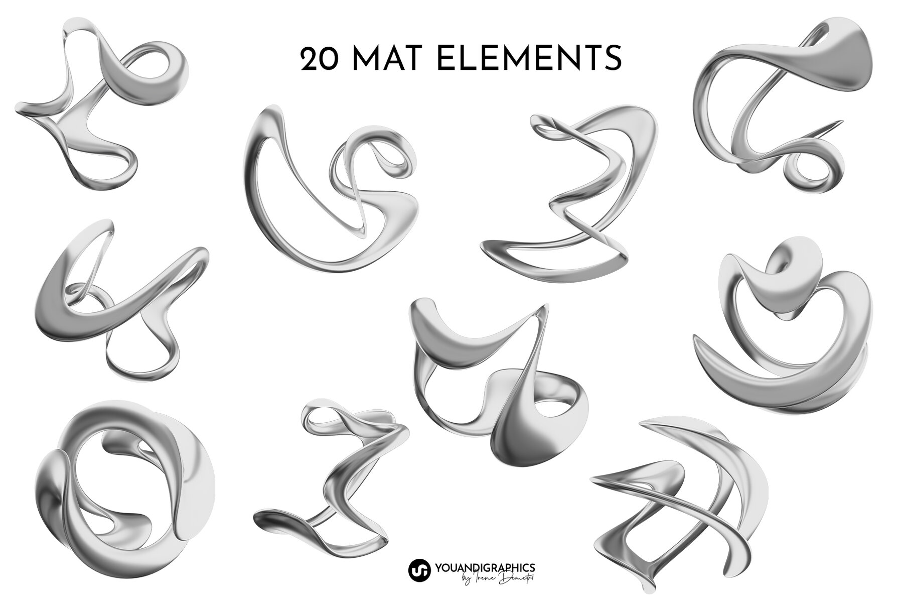 Liquid Chrome Abstract 3D Elements 12