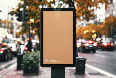 Outdoor Vertical Billboard Mockup