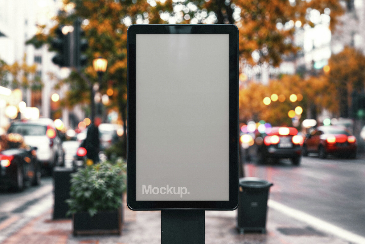 Outdoor Vertical Billboard Mockup 4