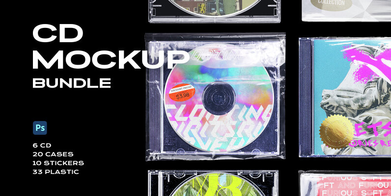 CD Case Mockup Template Bundle Disc